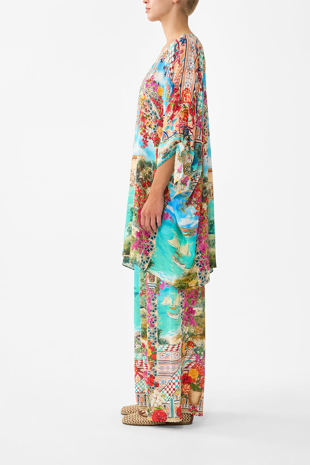 TIE SLEEVE SHORT V NECK KAFTAN MEET ME IN MALLORCA