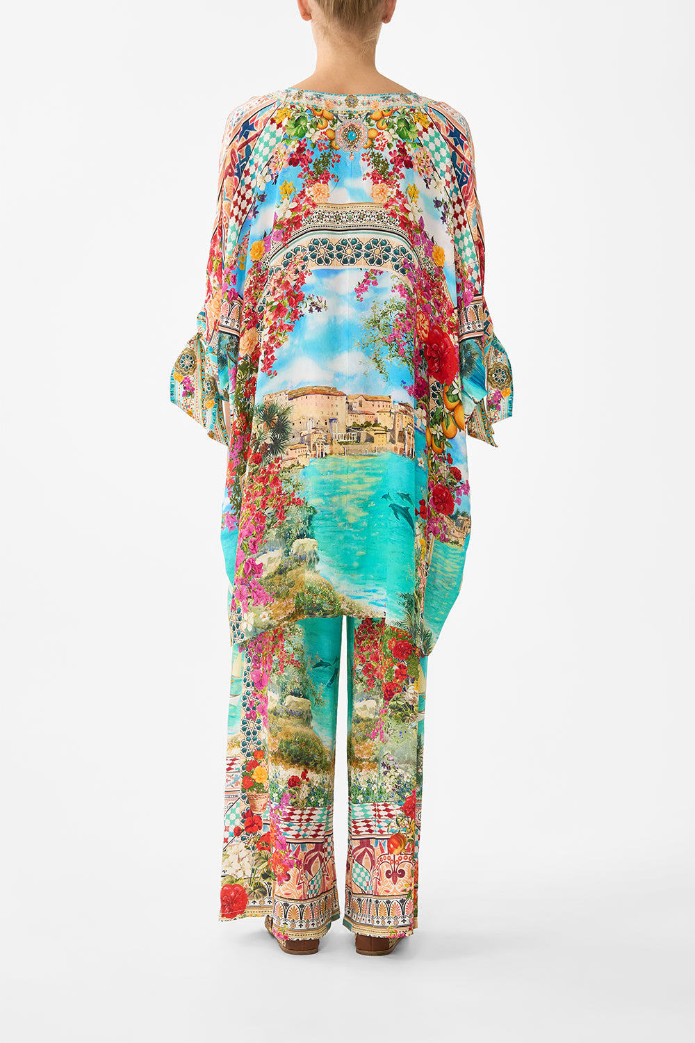 TIE SLEEVE SHORT V NECK KAFTAN MEET ME IN MALLORCA