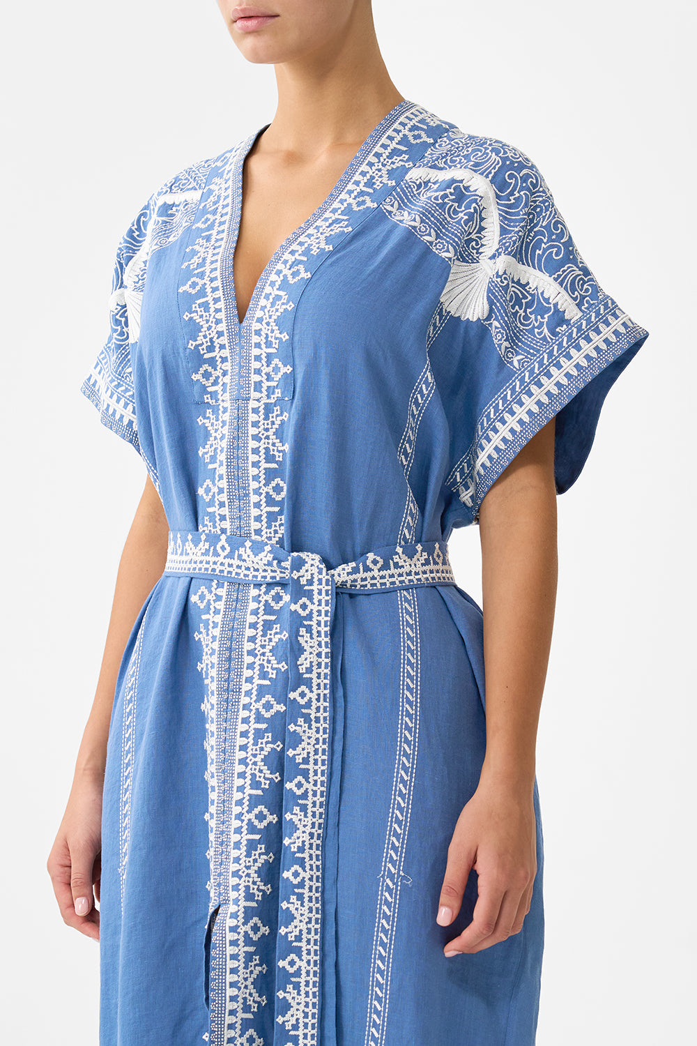SHORT SLEEVE KAFTAN WITH TIE WAIST DE NADA GRANADA