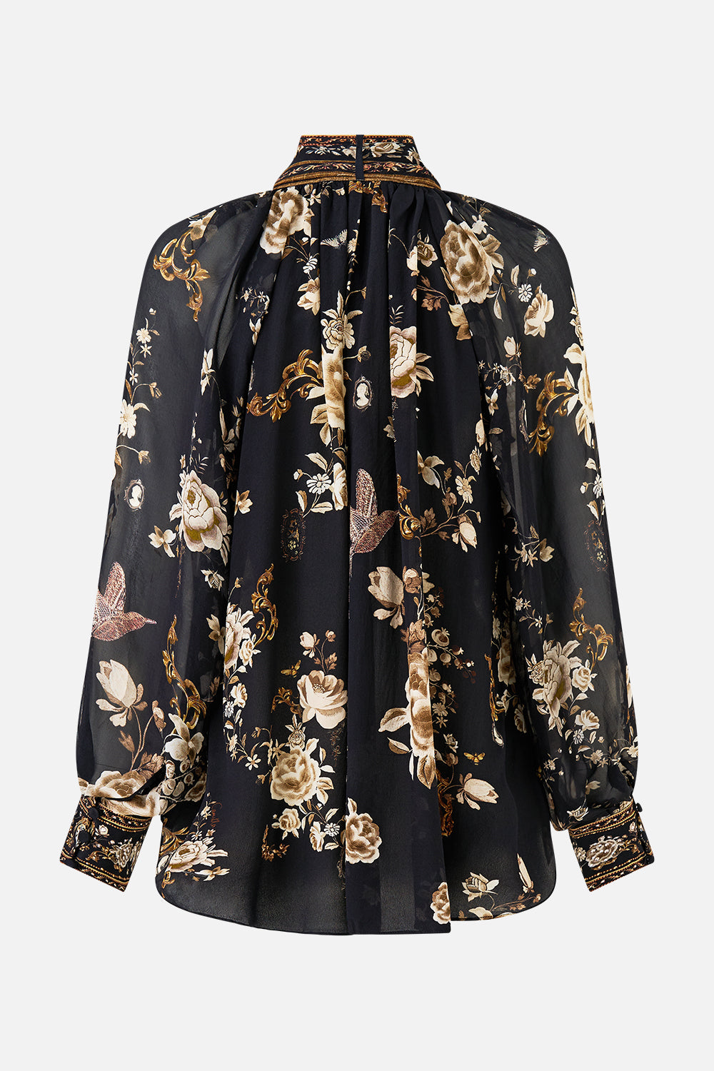 DETACHABLE PUSSY BOW RAGLAN BLOUSE FLAMENCO FOLKLORE