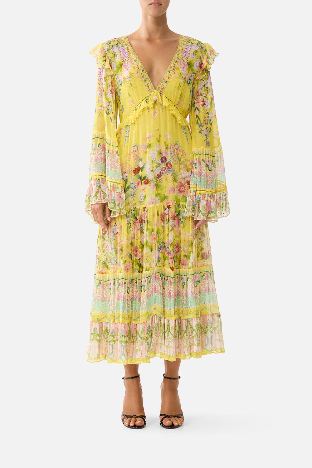 TIERED MIDI DRESS WITH WAIST RUFFLE DETAIL LADY LIMONADA