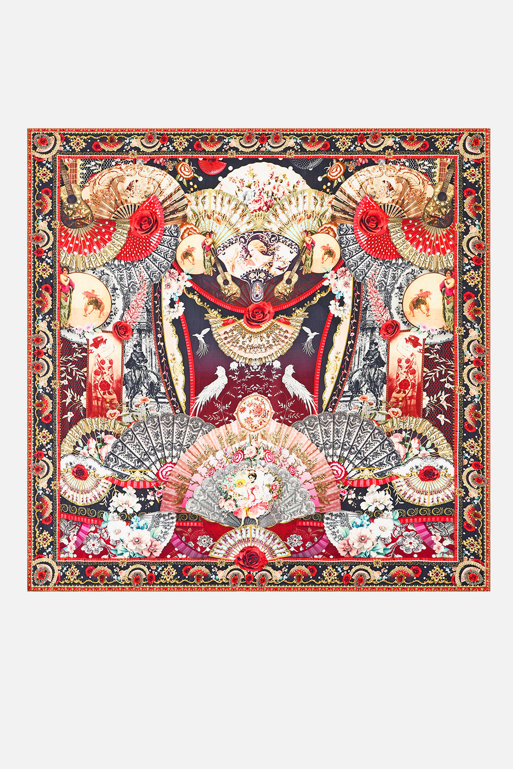 LARGE CRYSTALLED SILK SQUARE SCARF DAUGHTERS OF DUENDE