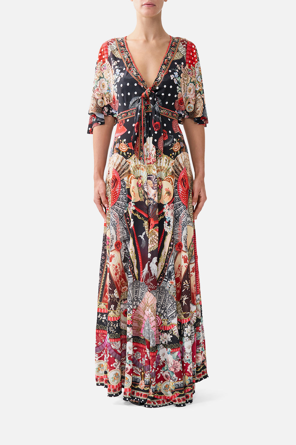 FLUTTER SLEEVE TIE FRONT JERSEY DRESS DAUGHTERS OF DUENDE