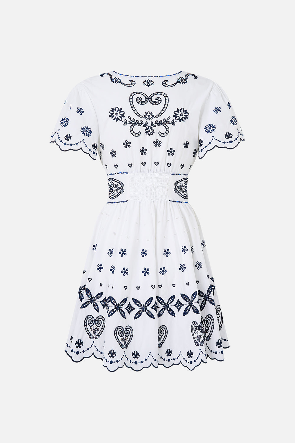 DEEP V MINI DRESS WITH TIES A TILED WONDERLAND