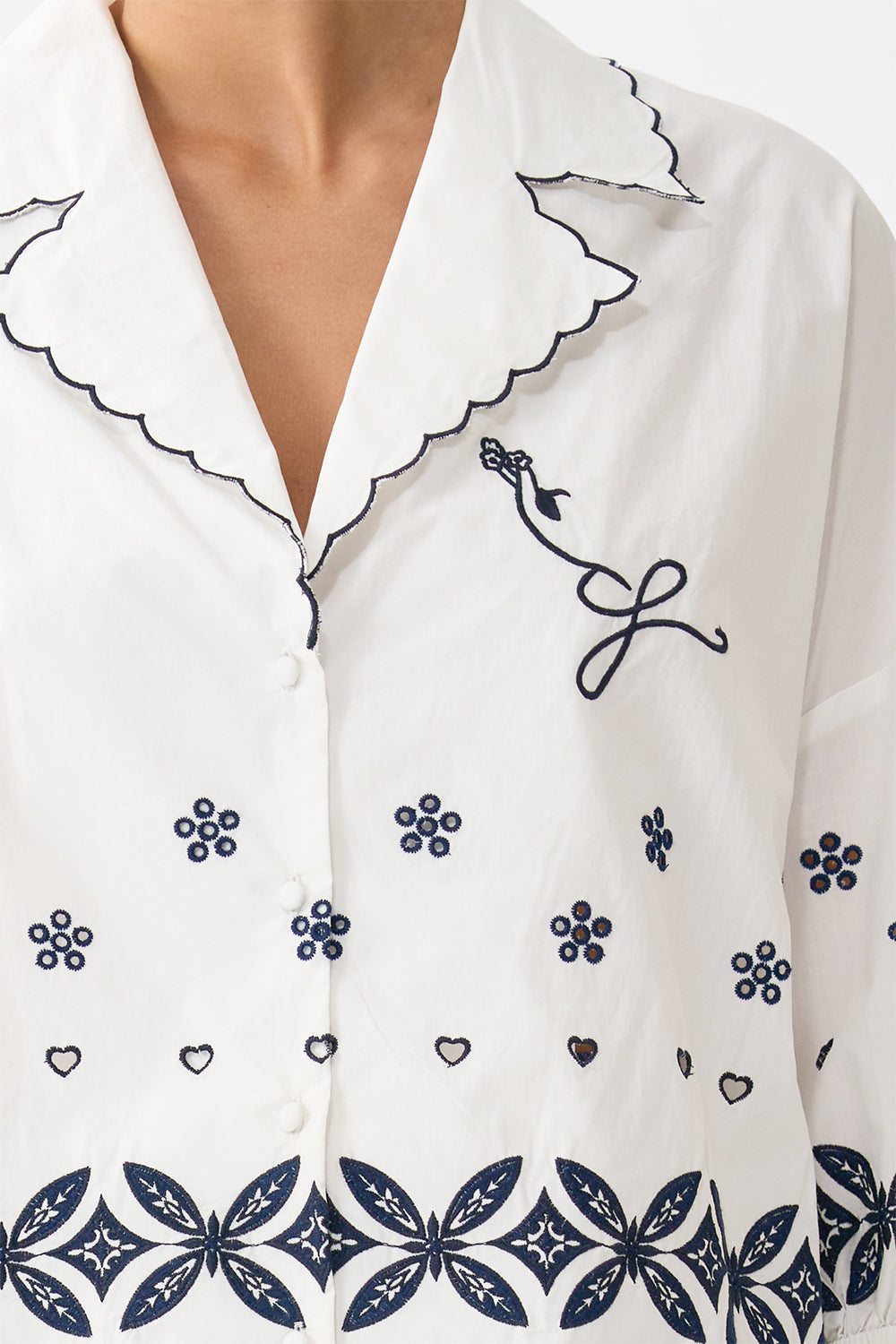 SHIRT WITH GATHERED CUFF A TILED WONDERLAND