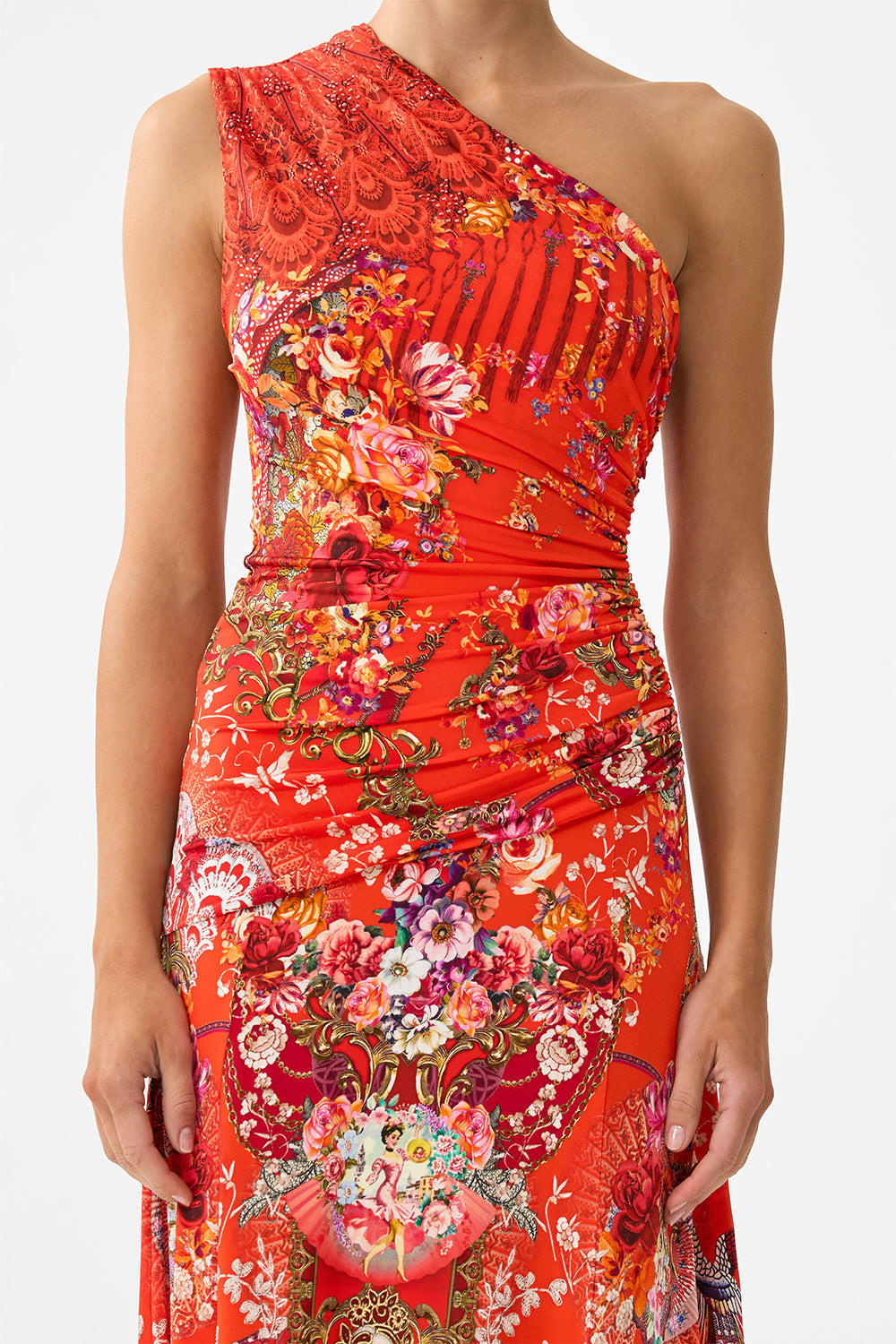 GATHERED JERSEY ONE SHOULDER DRESS OLÉ OLÉ