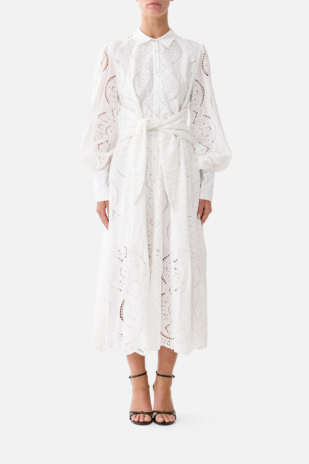 WAIST TIE SHIRT DRESS A TILED WONDERLAND