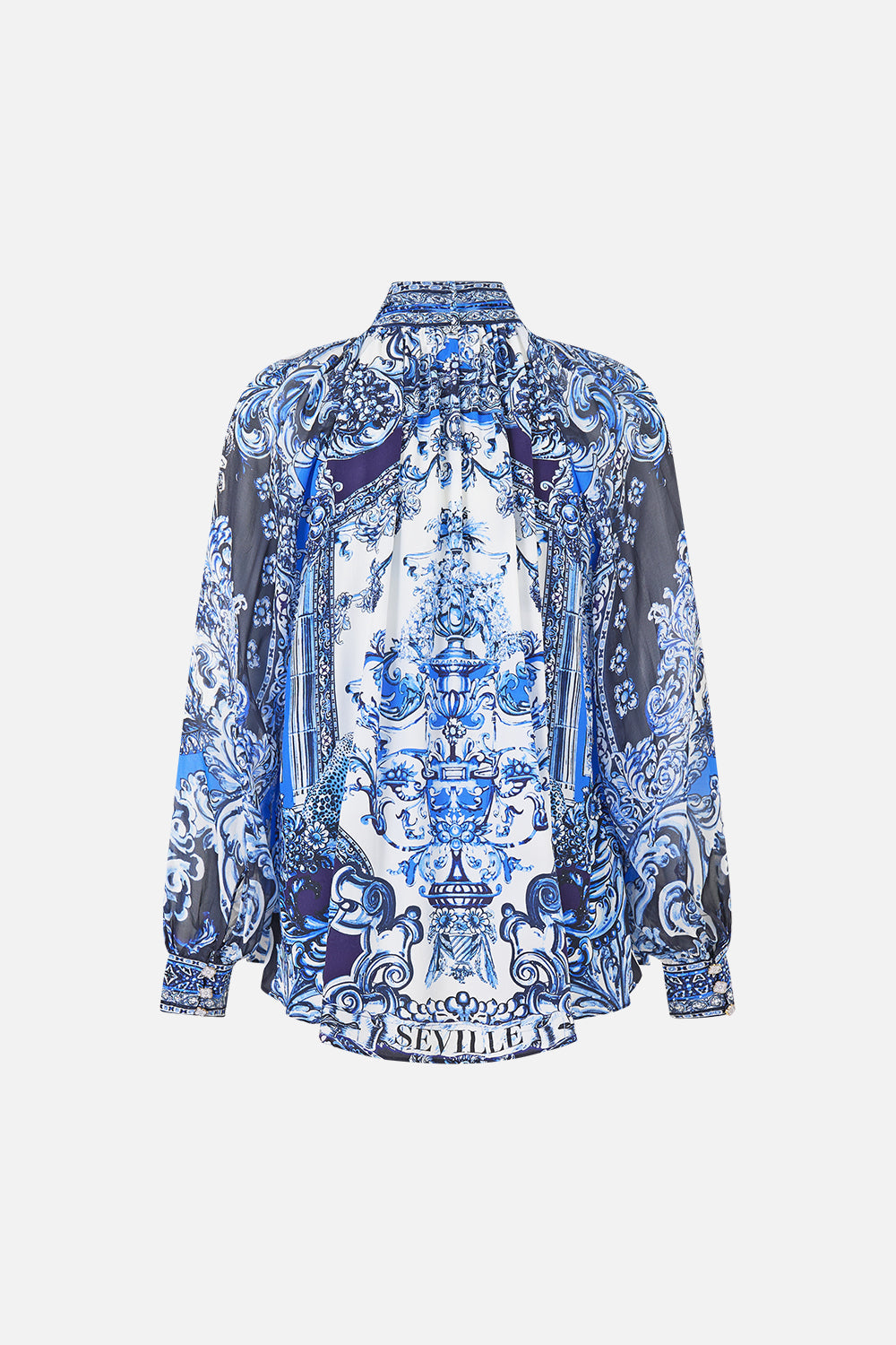 DETACHABLE PUSSY BOW RAGLAN BLOUSE A TILED WONDERLAND
