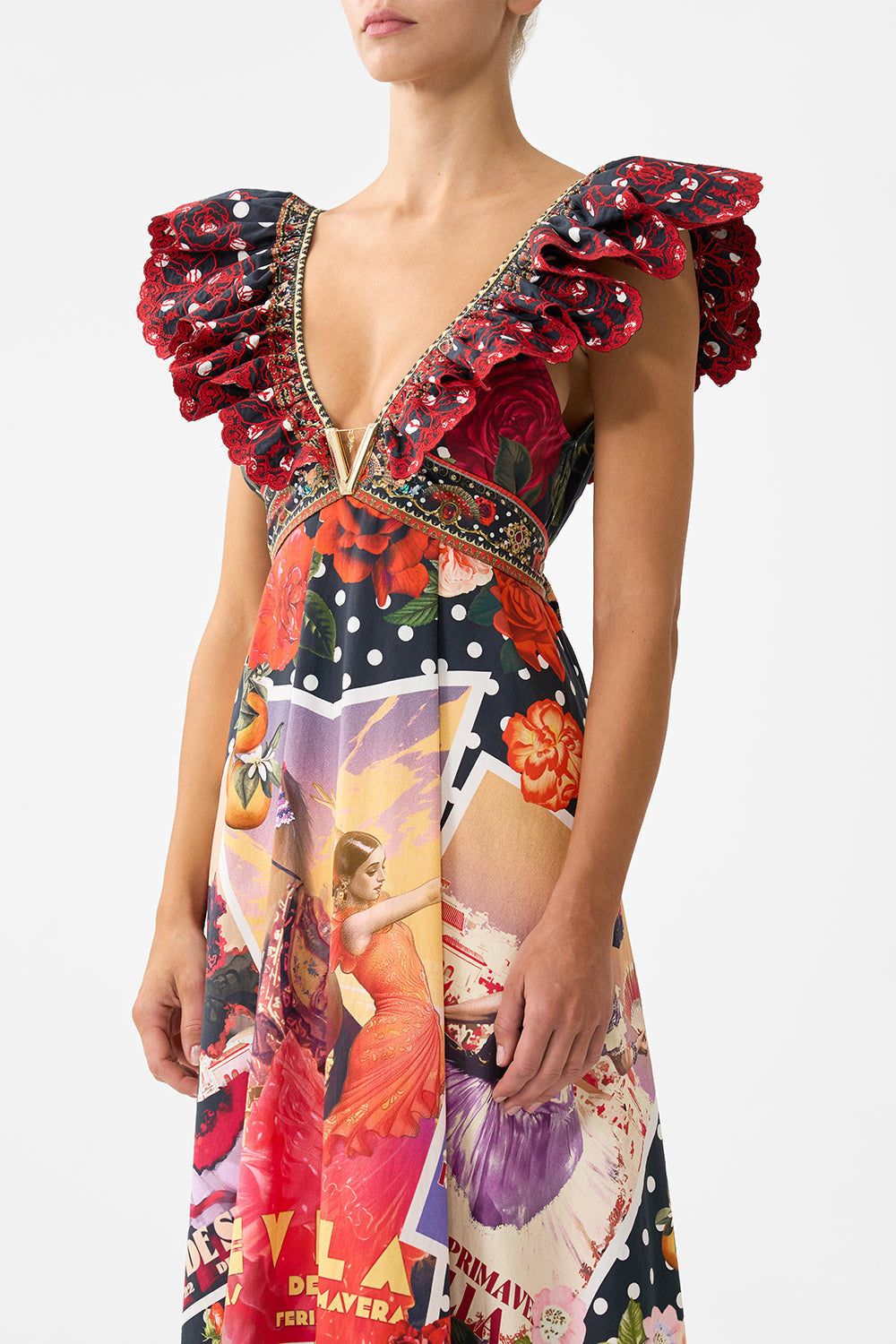 FRILL NECK DRESS WITH HARDWARE DAUGHTERS OF DUENDE