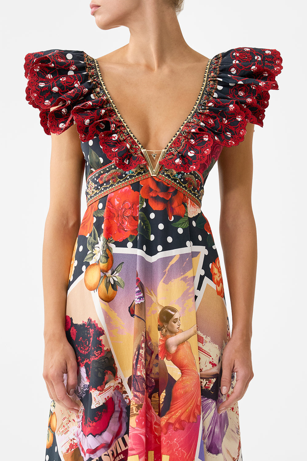 FRILL NECK DRESS WITH HARDWARE DAUGHTERS OF DUENDE