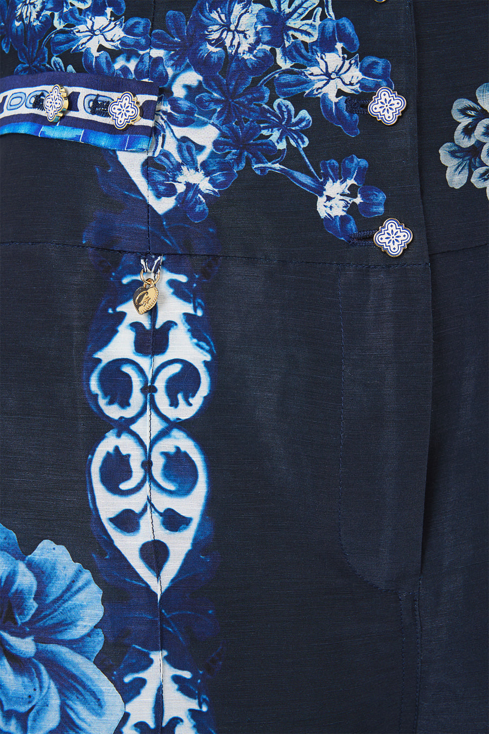 TAILORED PANT WITH WAIST BUTTON DETAIL A TILED WONDERLAND