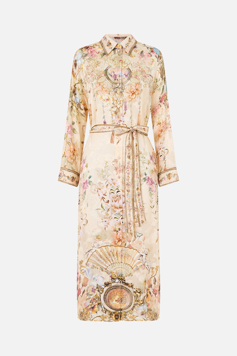 SHIRT DRESS WITH BACK BUTTON DETAIL ADORNED IN ARANJUEZ