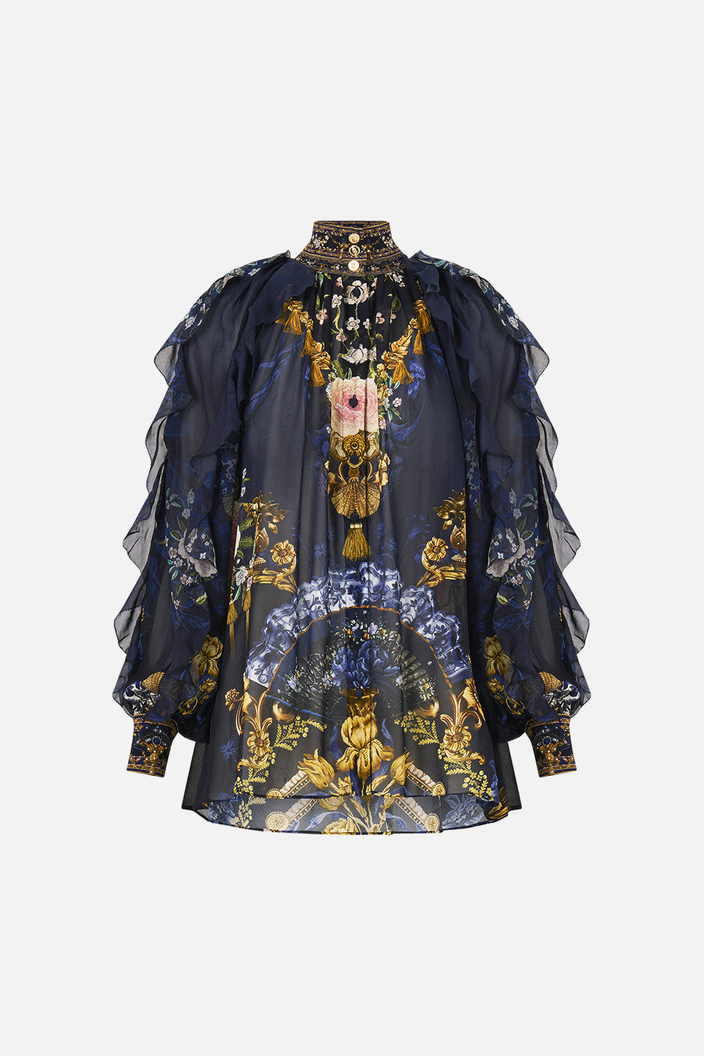 RELAXED BLOUSE WITH FRILL SLEEVE DETAIL NOTES FROM THE BLUE ROOM