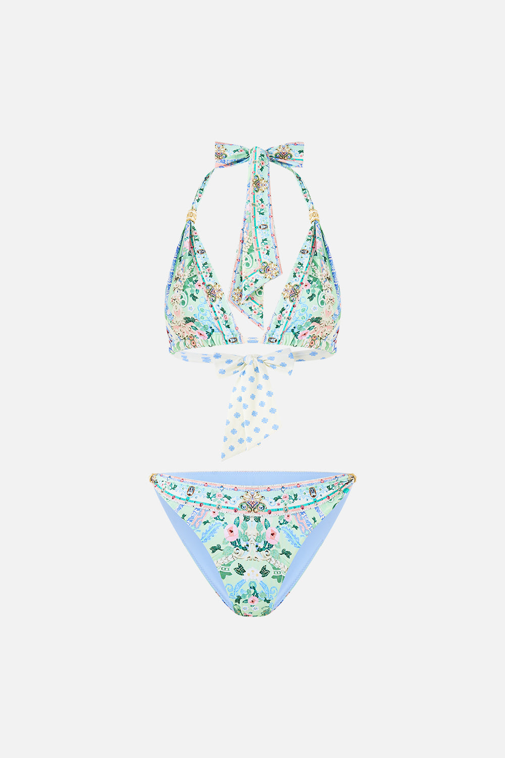 SOFT THICK TIE TRI BIKINI SET WITH TRIMS MIDSUMMER MOSAICS