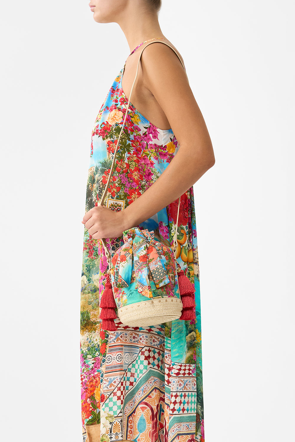 TIE TOP BUCKET BAG WITH TASSELS MEET ME IN MALLORCA