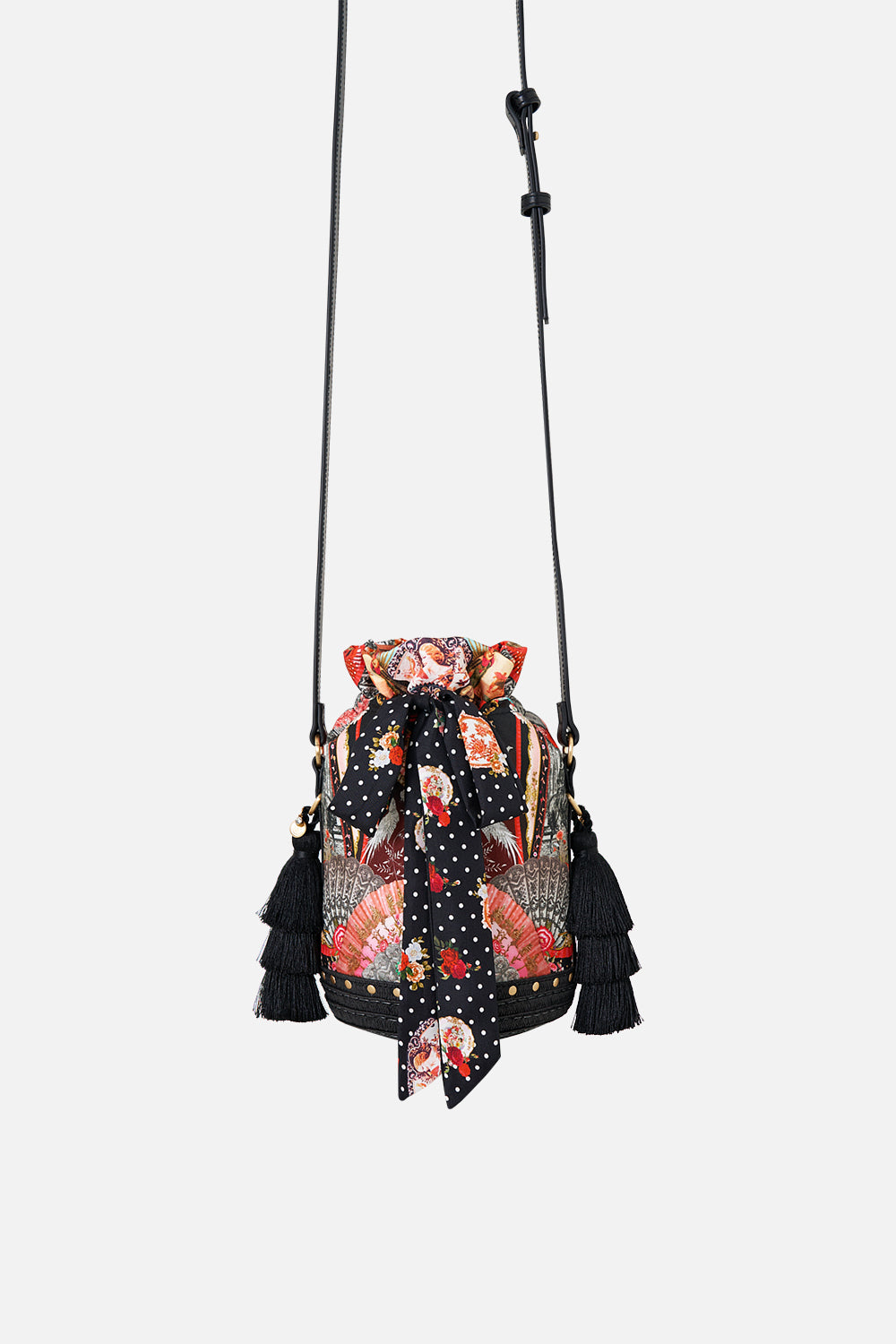 TIE TOP BUCKET BAG WITH TASSELS DAUGHTERS OF DUENDE