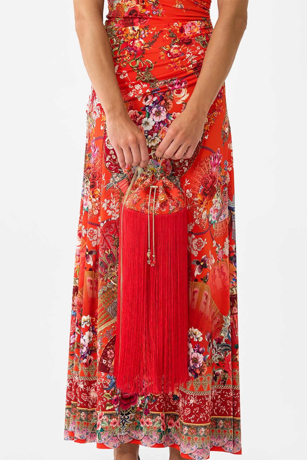 DRAWSTRING POUCH WITH FRINGING OLÉ OLÉ