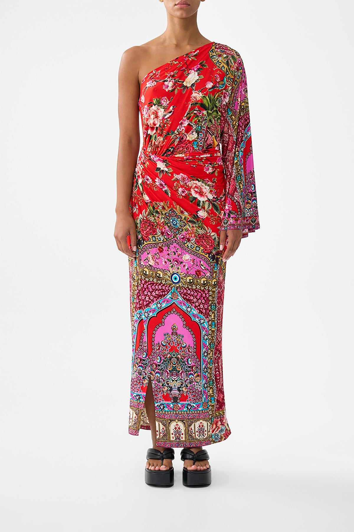 ONE SHOULDER JERSEY DRESS HEIRLOOM EMPIRE