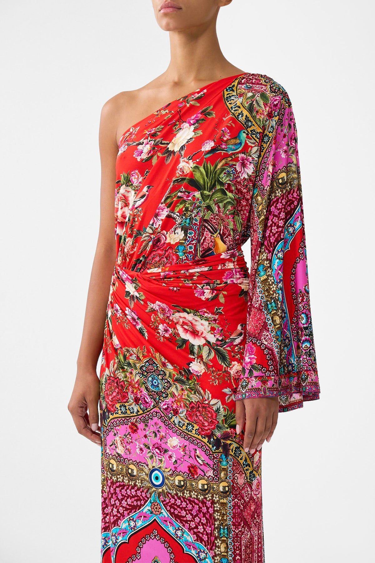 ONE SHOULDER JERSEY DRESS HEIRLOOM EMPIRE