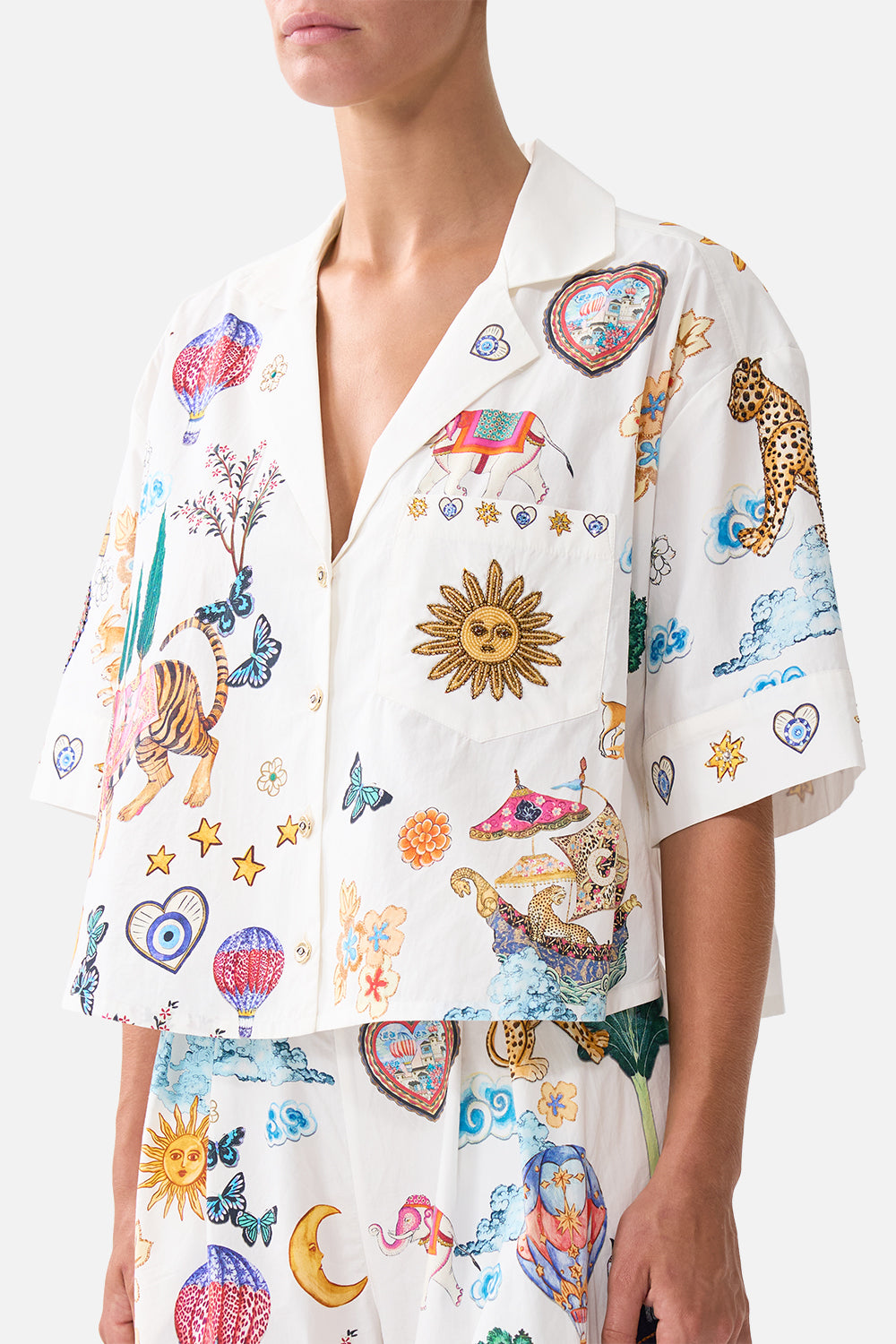 CROPPED CAMP COLLAR BLOUSE KAPADOKYA KITSCH