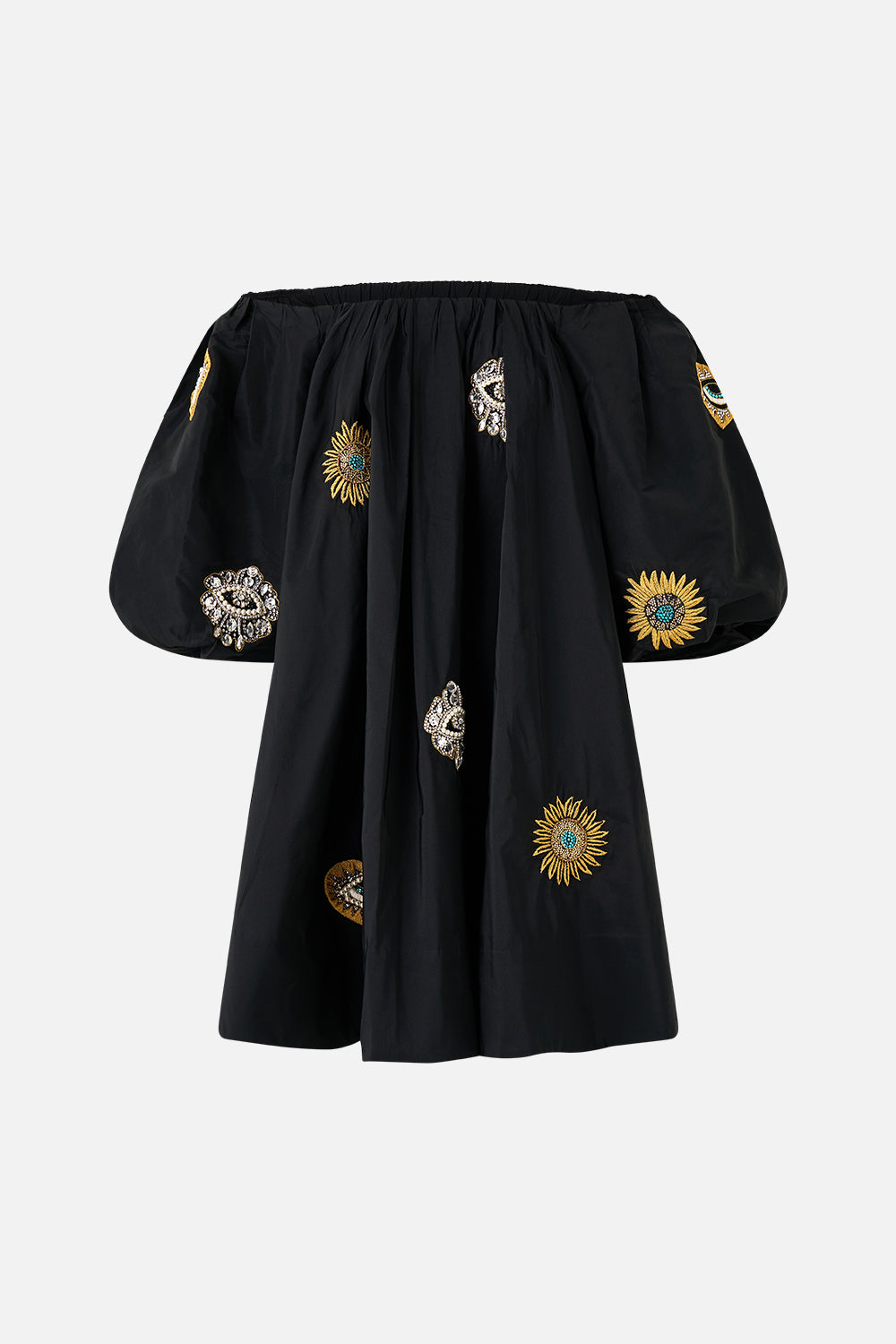 OFF SHOULDER PUFF DRESS AMULETS AND ALCHEMY