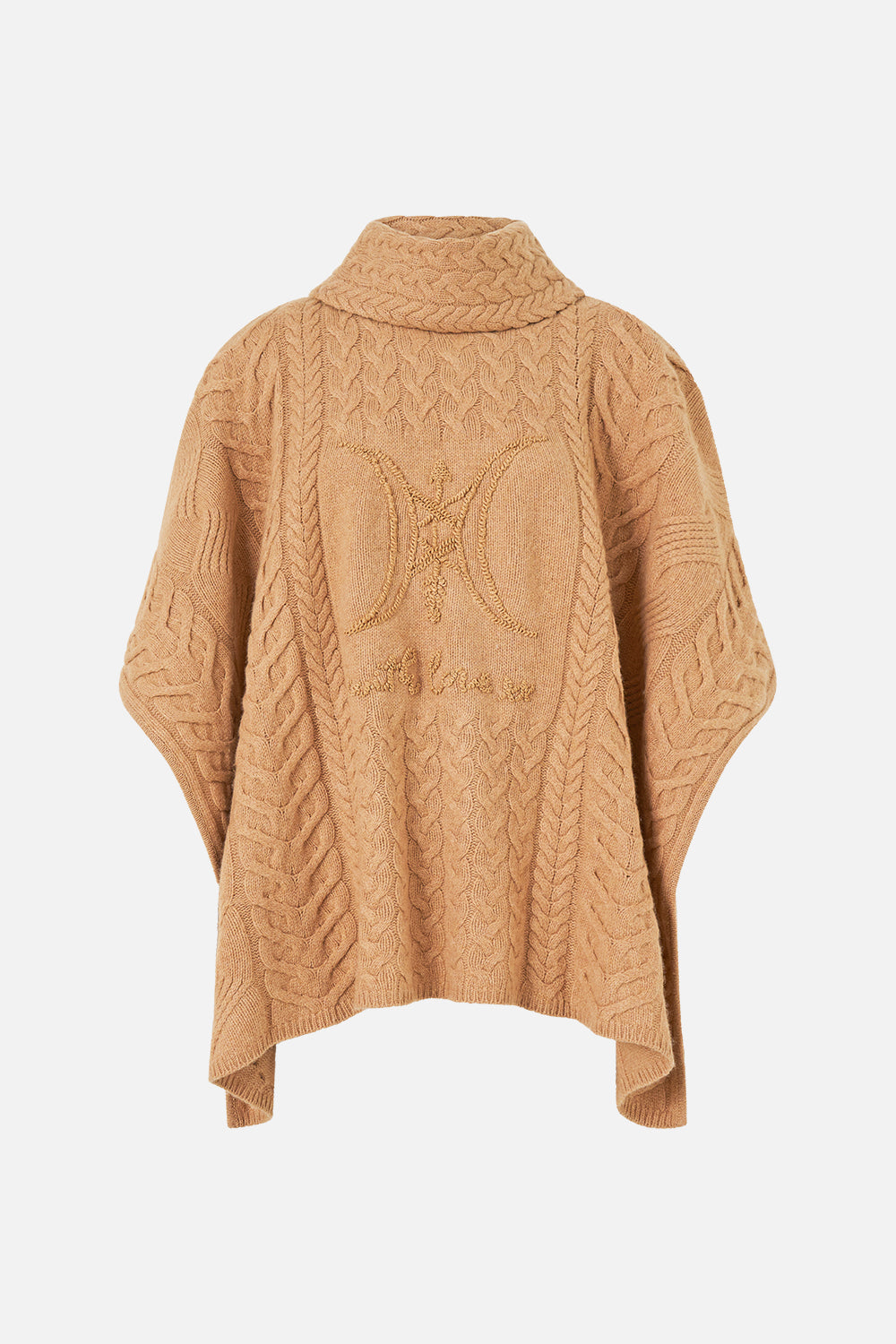 FUNNEL NECK KNIT PONCHO ARANJUEZ ANIMALIA