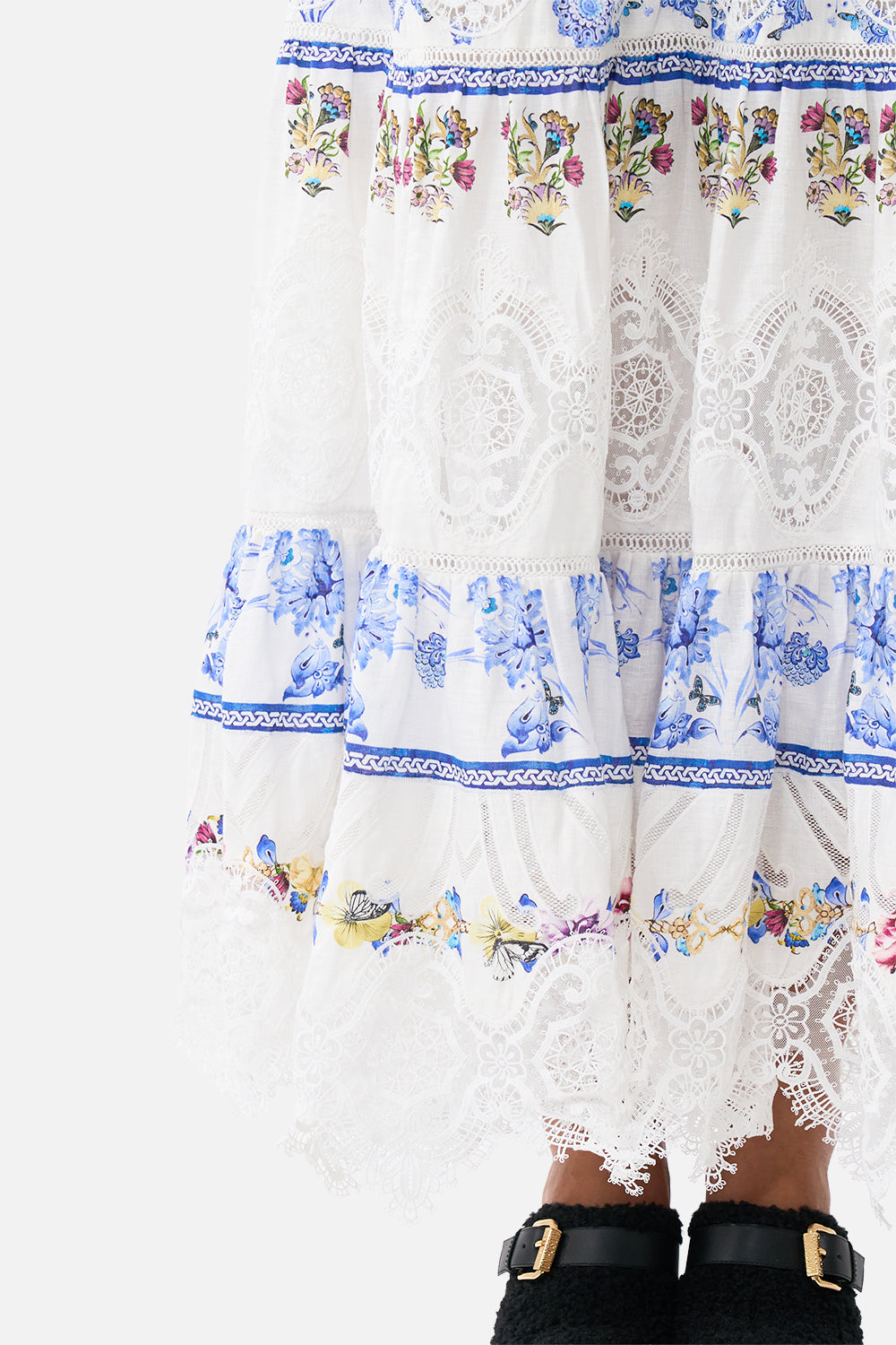 HIGH WAISTED TIERED MIDI SKIRT ALL ABOUT THAT LACE