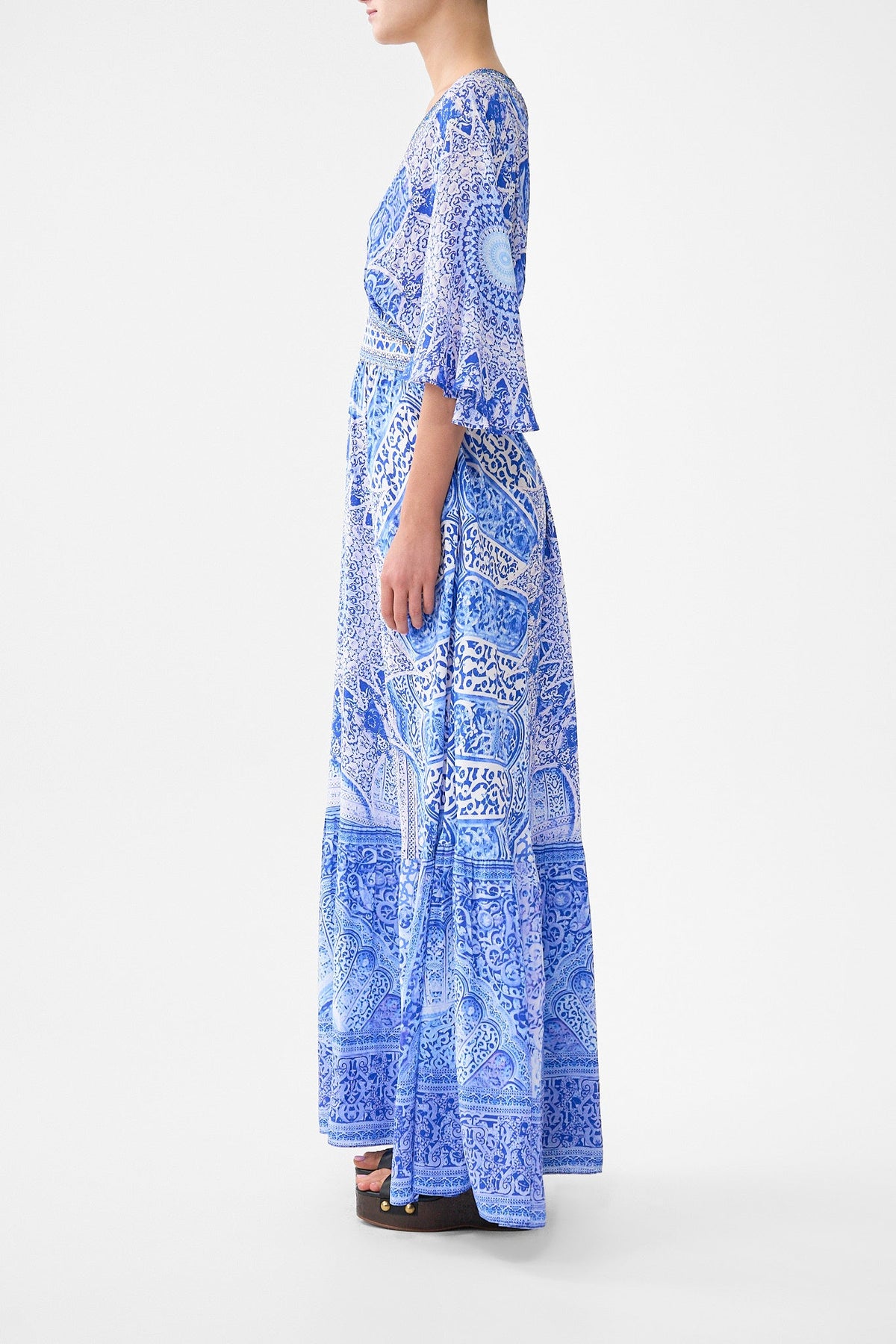 WAISTED DRESS WITH HEM RUFFLE THE BOSPHOROUS