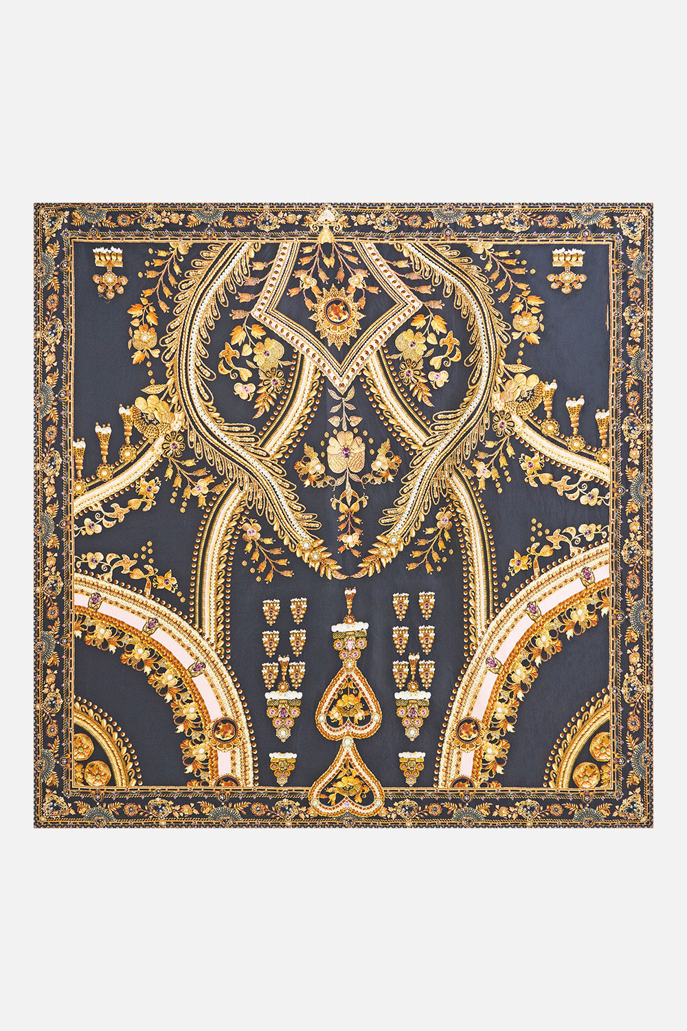 LARGE CRYSTALLED SILK SQUARE SCARF TAURUS RISING