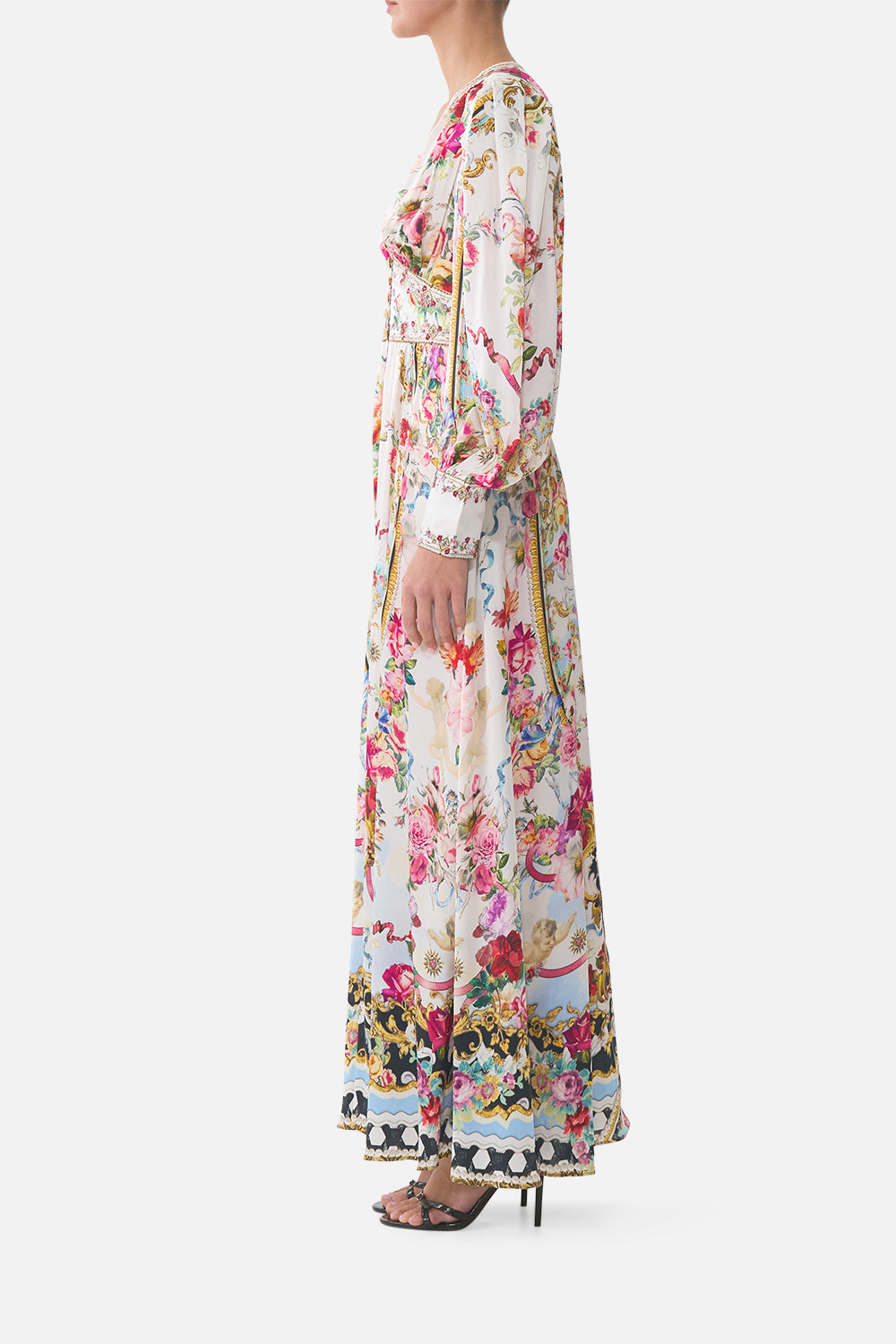 SHAPED WAISTBAND DRESS WITH GATHERED SLEEVES TORERO LIBERTINE