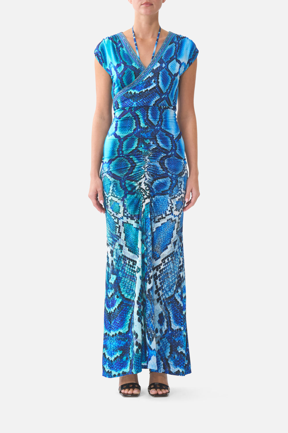 WRAP BODICE JERSEY DRESS THE SAPPHIRE SERPENT