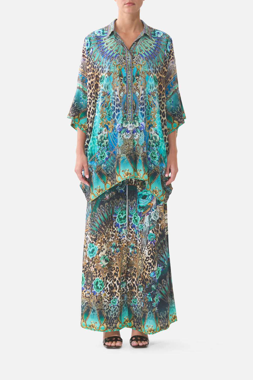 The CAMILLA MID LENGTH BOARDSHORT WITH ELASTIC WAIST CLOAKED IN BAROQUE in our CLOAKED IN BAROQUE print.