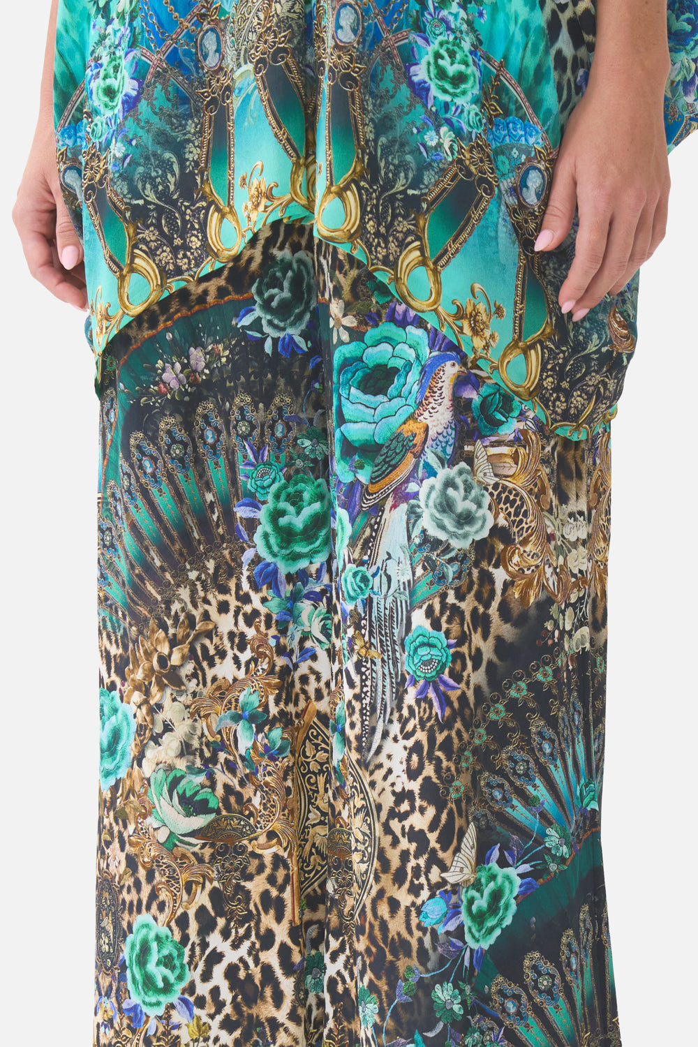 The CAMILLA MID LENGTH BOARDSHORT WITH ELASTIC WAIST CLOAKED IN BAROQUE in our print.