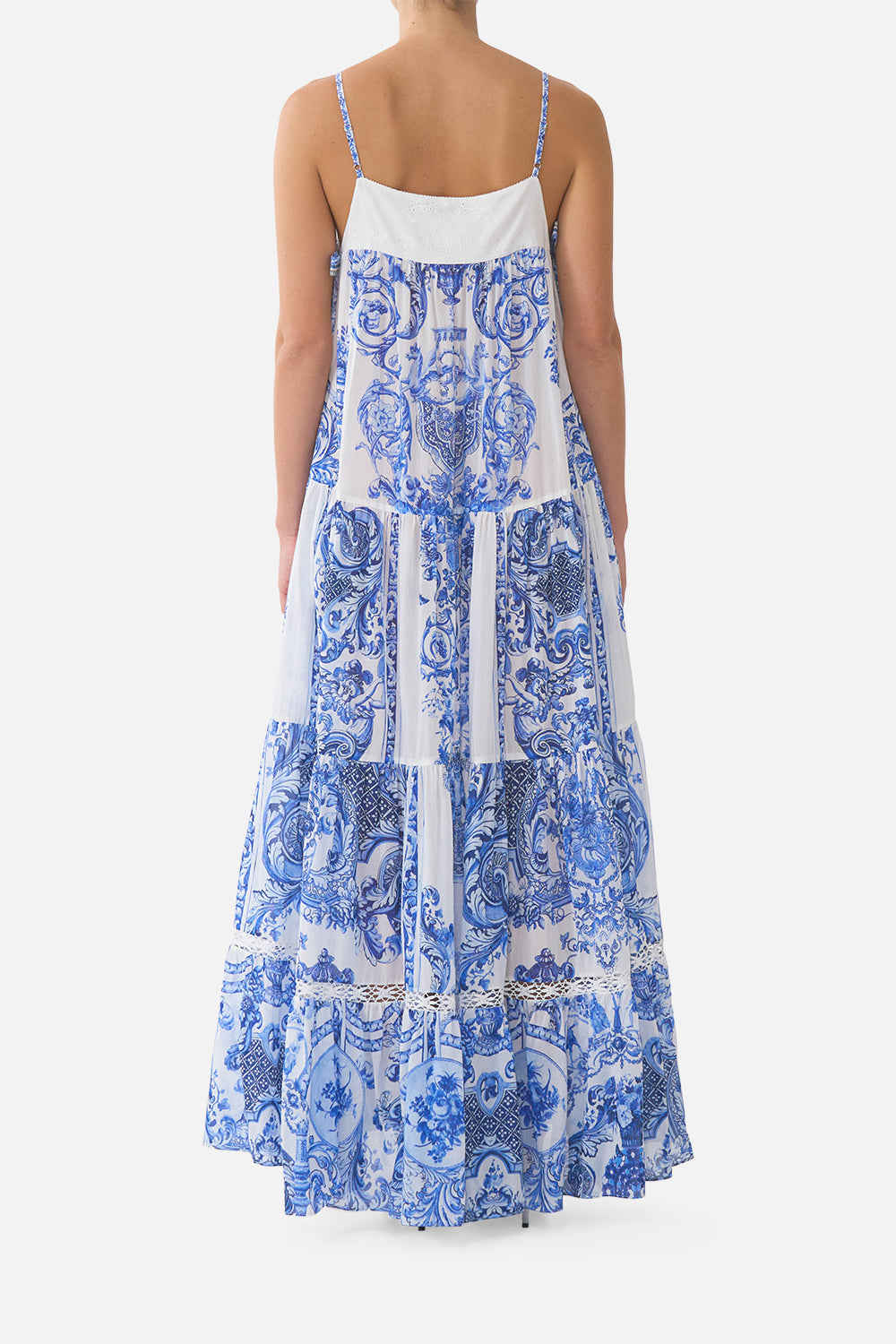 LONG TIERED DRESS WITH BOW TIES CERAMIC PANORAMIC