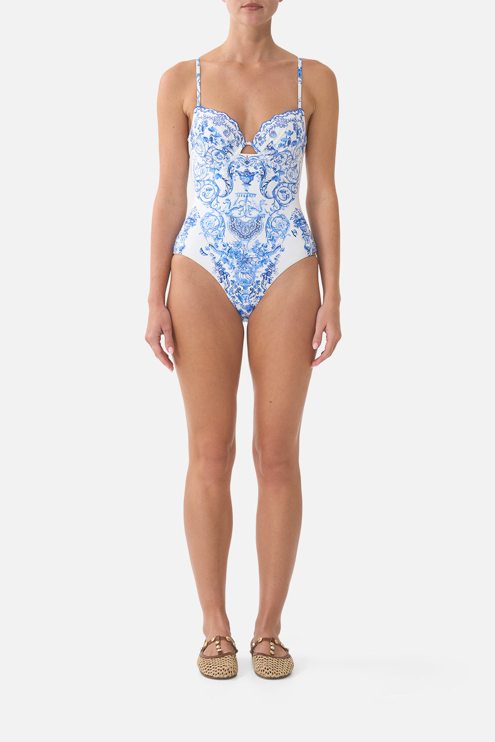 The CAMILLA BUTTON FRONT FRILL DRESS IN THE HEART OF ART in our print.