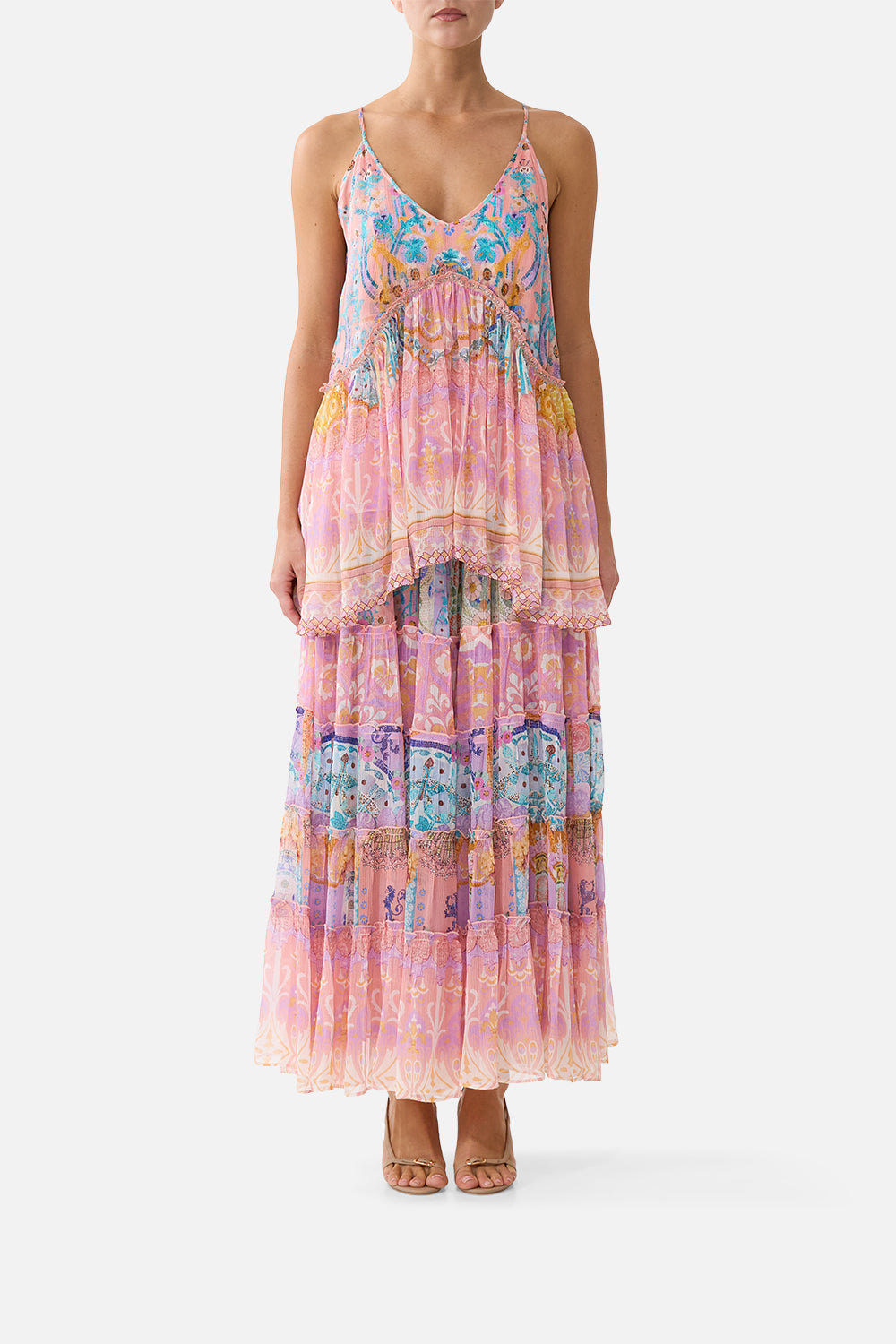 SHIRRED WAIST TIERED CIRCLE SKIRT HOWDY GAUDI