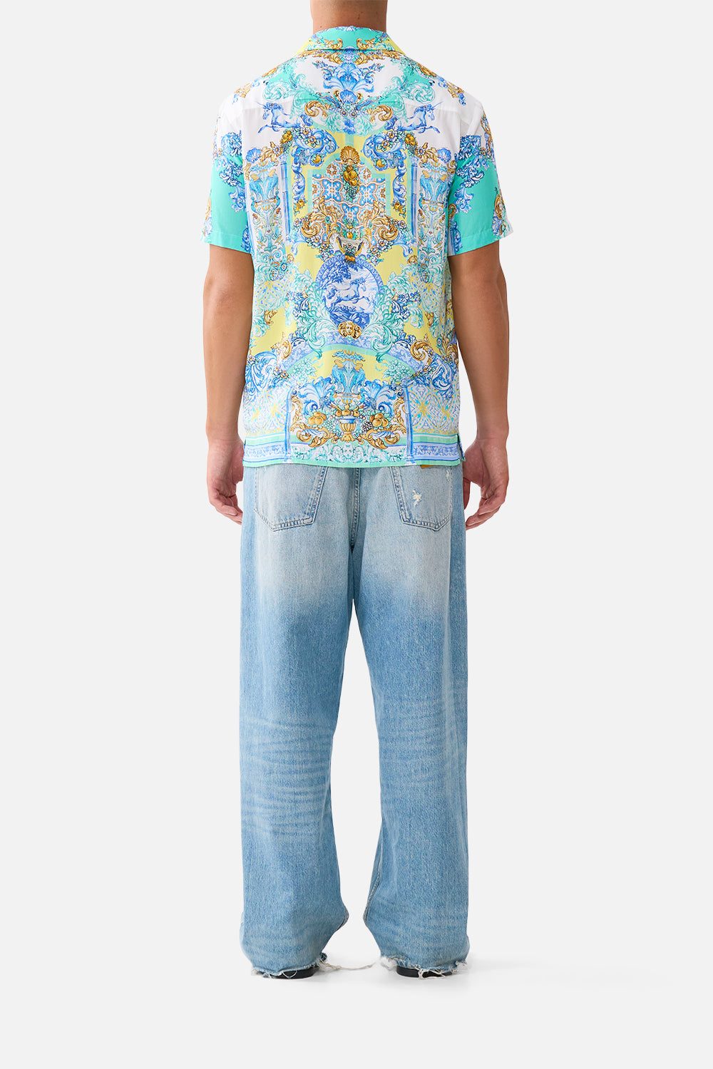 SHORT SLEEVE CAMP COLLARED SHIRT DIAL UP THE TILES