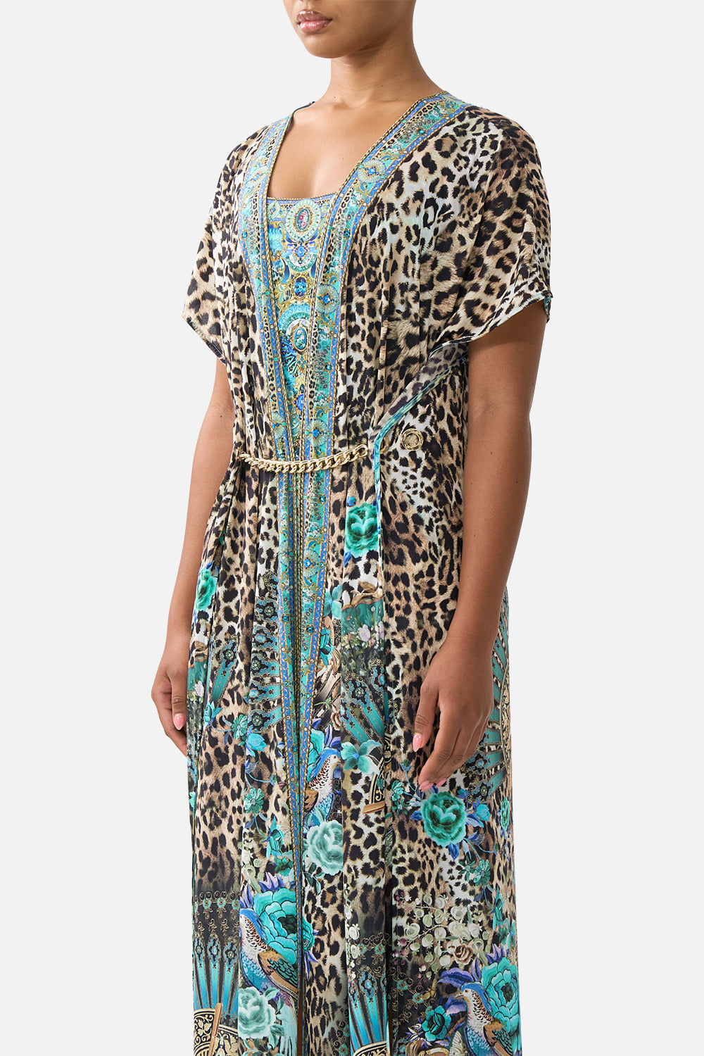 FRONT SPLIT BEACH MAXI DRESS W CHAIN FLAMENCO EUPHORIA
