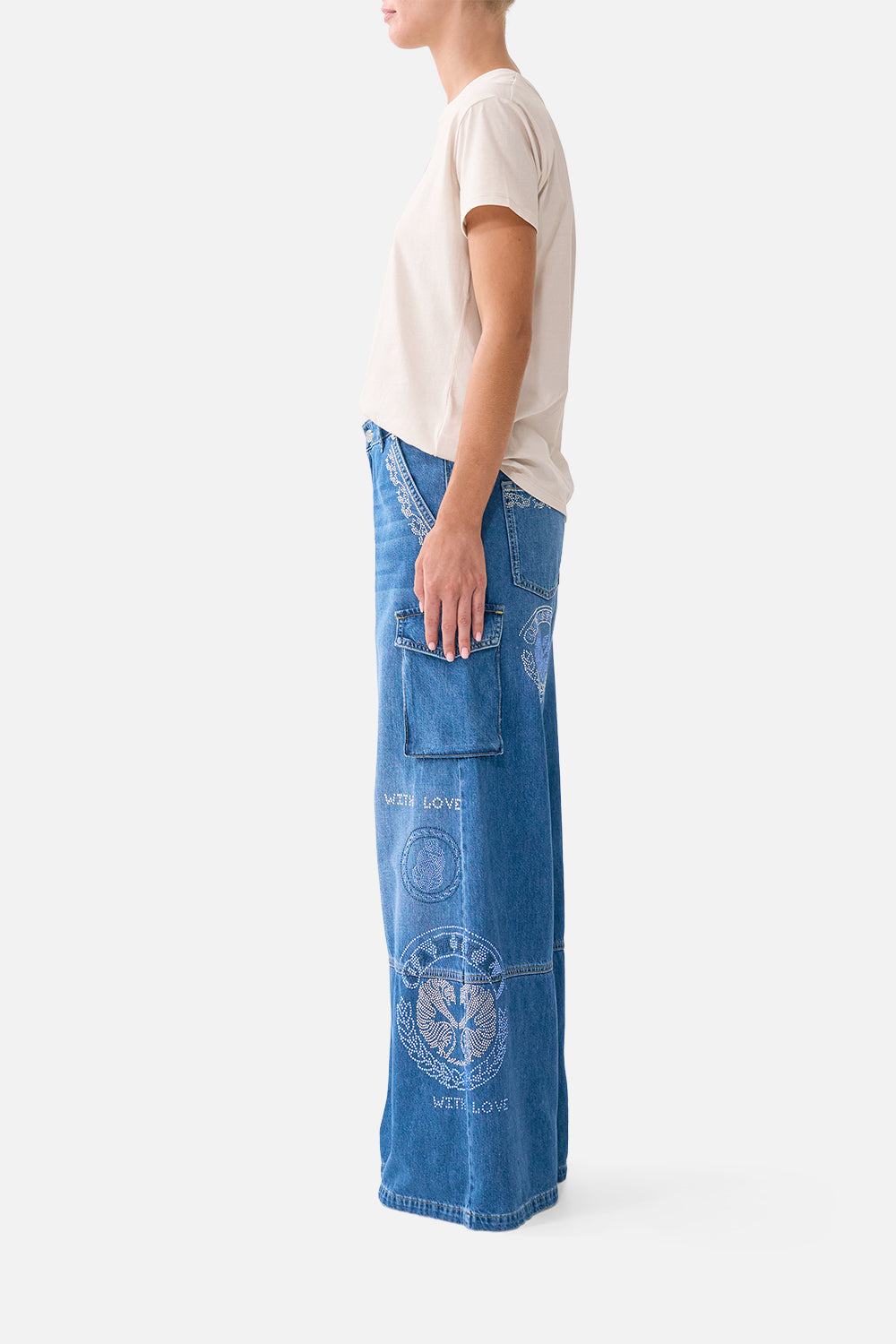 WIDE LEG CARGO JEAN DENIM