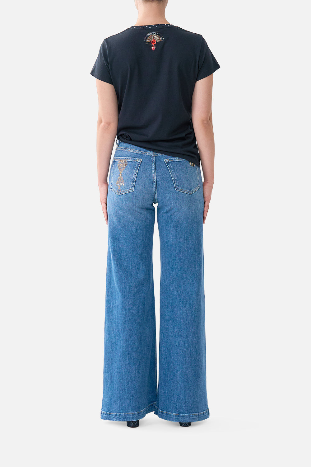 AMANDA TAURUS RISING HARDWARE FLARE JEAN DENIM