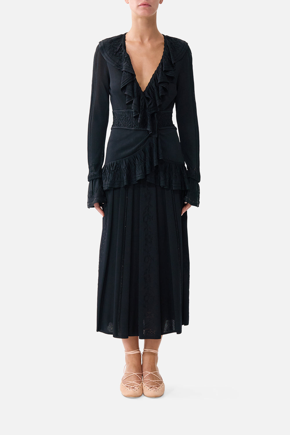 PLEATED KNIT SKIRT FLAMENCO FOLKLORE