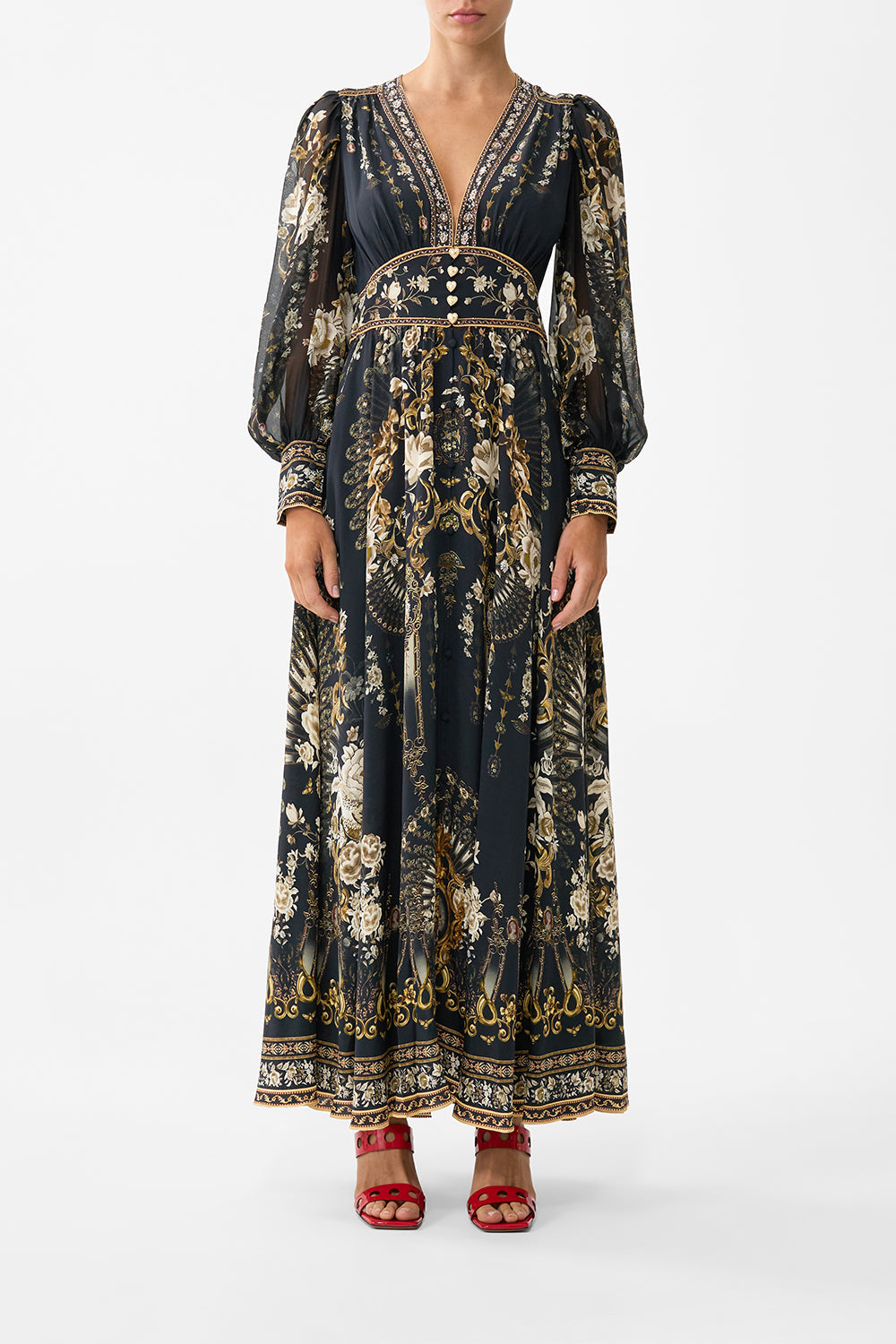 SHAPED WAISTBAND DRESS WITH GATHERED SLEEVES FLAMENCO FOLKLORE