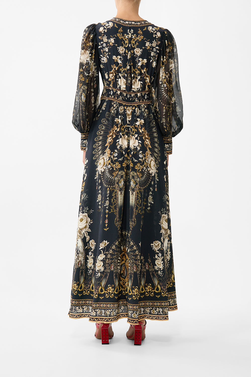 SHAPED WAISTBAND DRESS WITH GATHERED SLEEVES FLAMENCO FOLKLORE