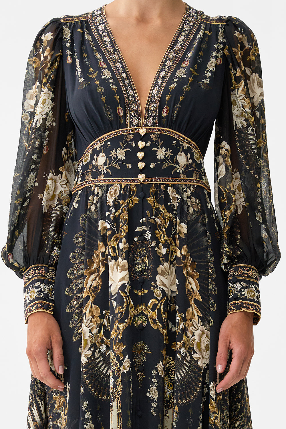 SHAPED WAISTBAND DRESS WITH GATHERED SLEEVES FLAMENCO FOLKLORE