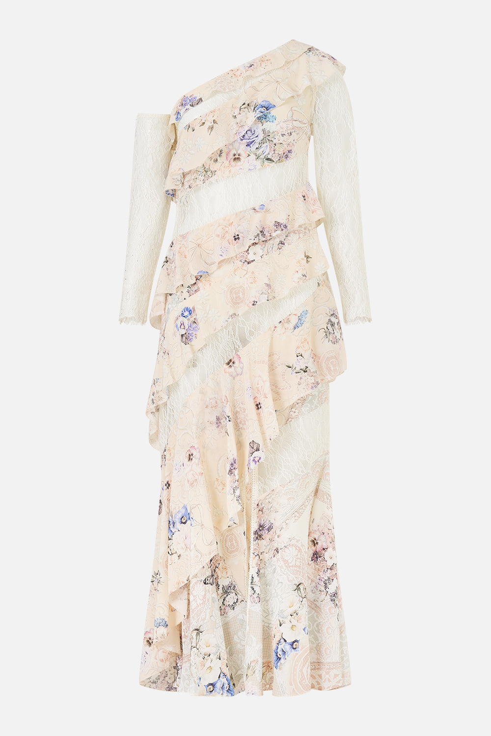 ASYMMETRIC FRILL PANELLED DRESS LACED WITH LOVE