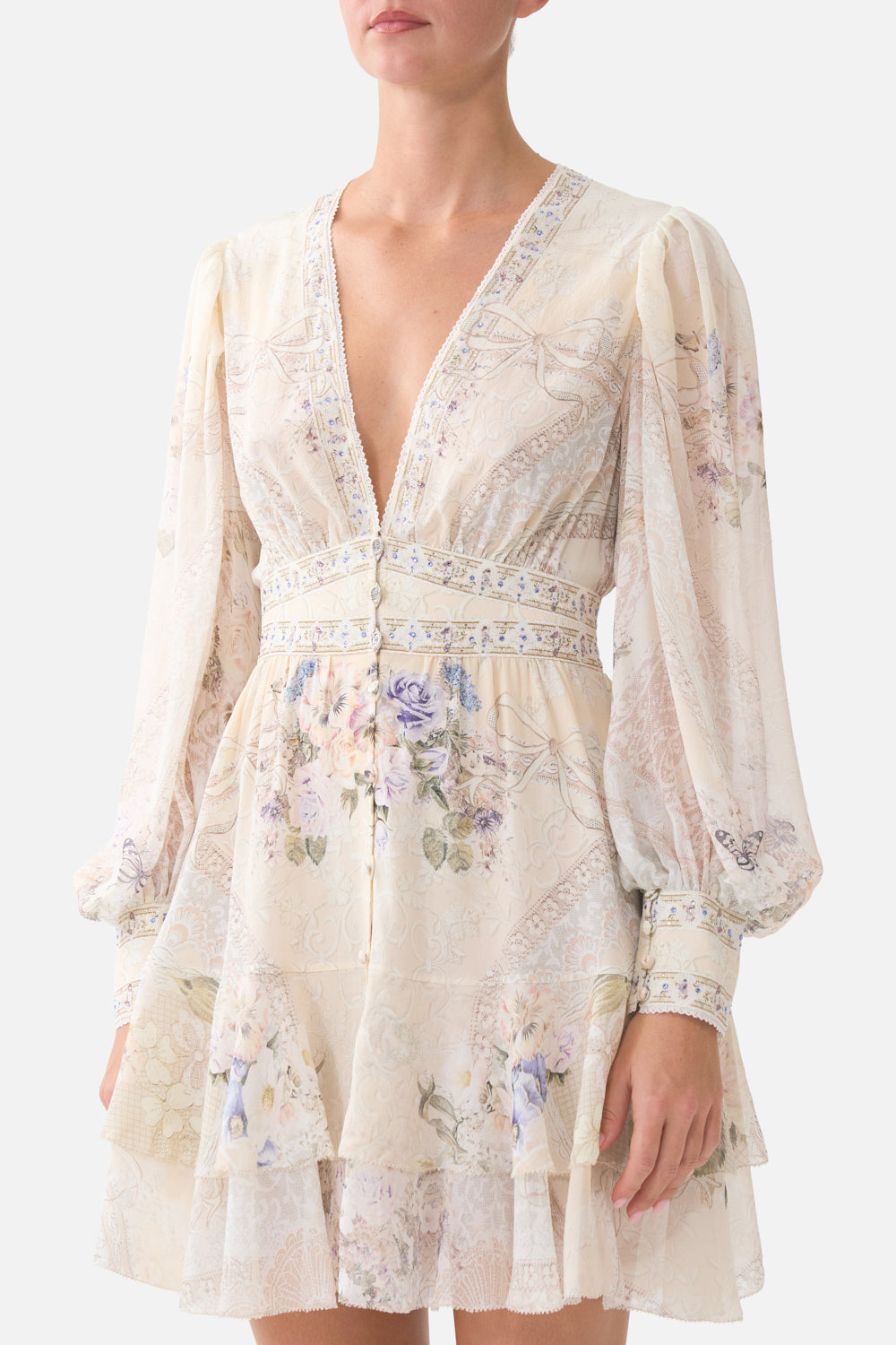 BUTTON FRONT FRILL DRESS LACED WITH LOVE