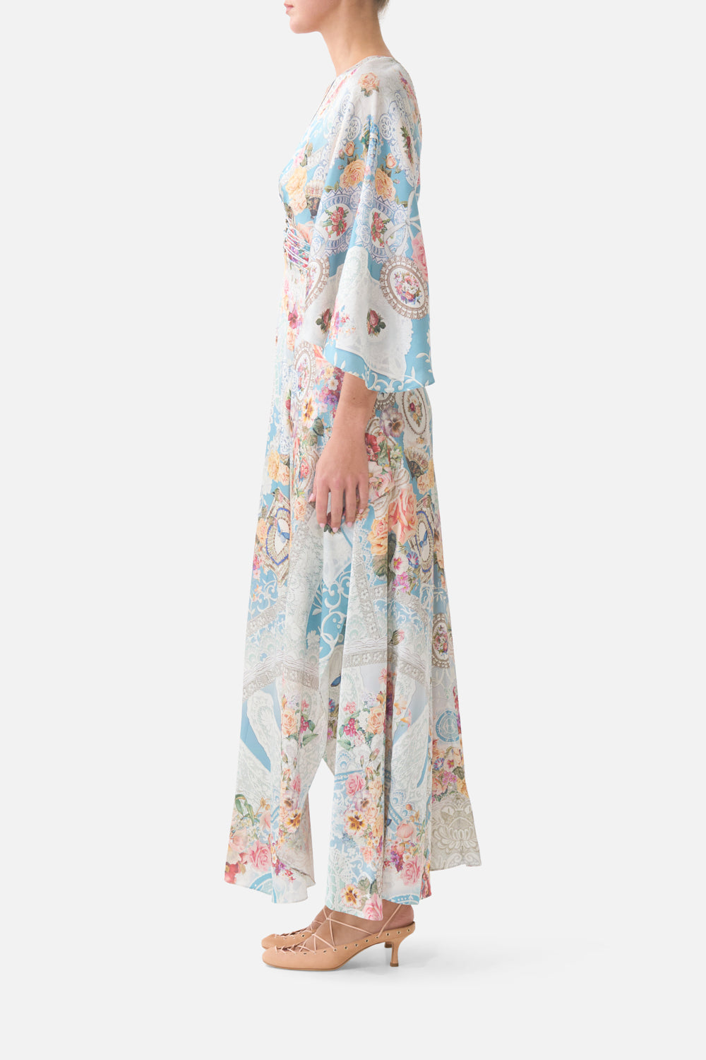 The CAMILLA DIPPED WAIST PANELLED BIKINI BOTTOM CHINOISERIE CHILD in our print.