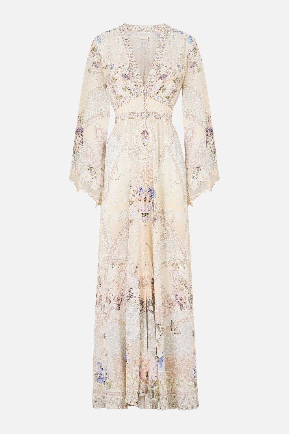 KIMONO SLEEVE DRESS WITH SHIRRING DETAIL LACED WITH LOVE