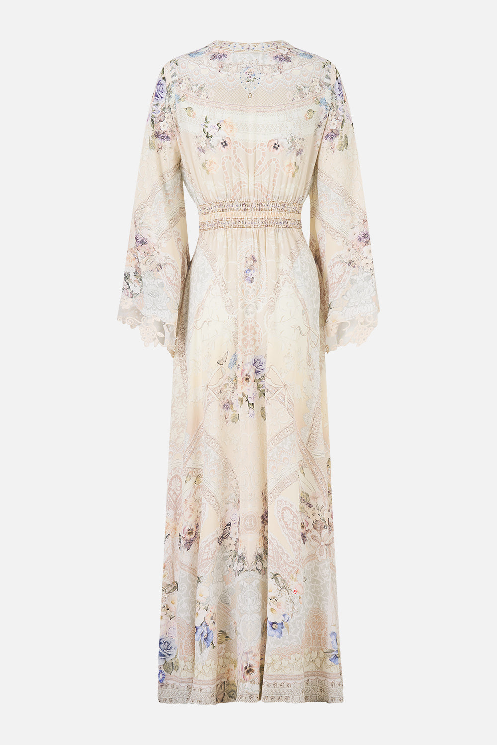 KIMONO SLEEVE DRESS WITH SHIRRING DETAIL LACED WITH LOVE