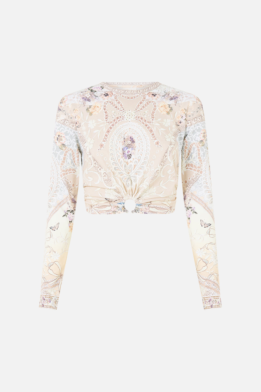 The CAMILLA COLLARED SHIRT WITH PINTUCKS LEOPARD LIBERTINE in our print.